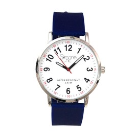 Simone Chic Reloj para enfermeras, profesionales médicos y estudiantes, con segunda mano, esfera de fácil lectura, indicador de hora y segundo, y banda de silicona con varios colores a elegir, Azul Marino