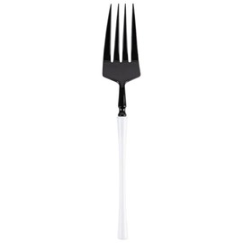 EcoQuality Black and White Disposable Plastic Salad Fork - Heavy Weight Black & White Cutlery, Disposable Utensils, Silverware - Weddings, Birthdays, Event Planning, Baby Showers, Anniversary (20)