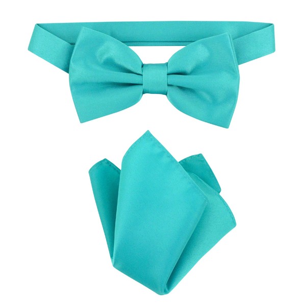 Vesuvio Napoli BowTie Solid Teal Color Mens Bow Tie &