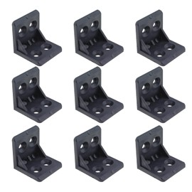 SQXBK 24PCS L Reinforced Plastic Corner Bracket 27.4mm Furniture Corner Support Connector Bracket for Wooden Furniture Cabinet Drawer Chair Bookcase with Screws Black