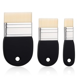 3 PCS Flat Paint Brushes Set, Wide Paint Brush Large Brush 1/2/3 inch for Acrylic, Oil, Watercolor, Painter, Artist and Watercolor Brushes Paints