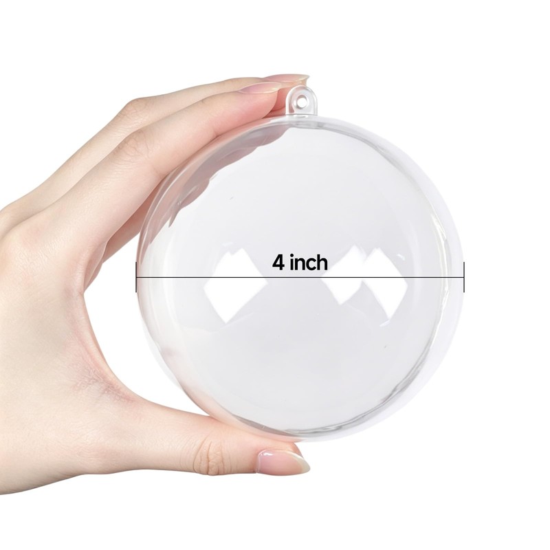 40 Pack 4 Inch Clear Fillable Ornament Balls