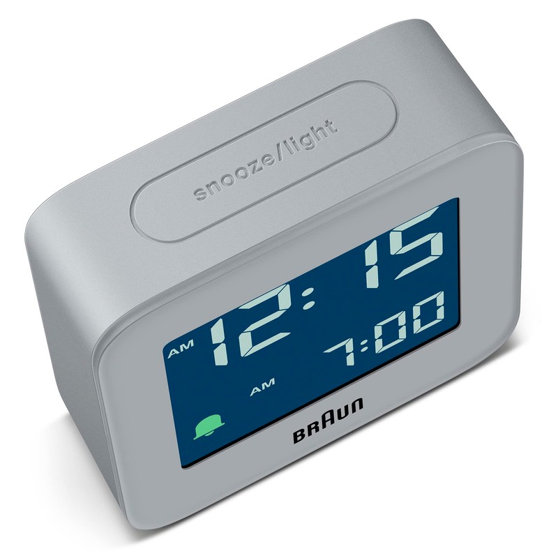 Braun Digital Travel Alarm Clock with Snooze, Compact Size, Negative