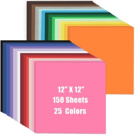12" X 12" Colored Cardstock, 150 Sheets 25 Assorted Colors Construction Paper, 180 GSM Card Stock Printer Paper for DIY Crafts, Card Making, Scrapbooking