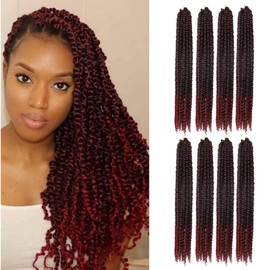 8 Pack Passion Twist Crochet Hair Passion Twist Hair Curly Crochet Hair Extensions for Black Women Crochet Braids Hair Extensions for Braiding Hair (T1B/BUG passion twist hair, 22 Inch (Pack of 8))