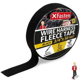 XFasten Wire Harness Tape 3/4 Inch x 50 ft, Residue-Free Cloth Electrical Felt Tape for Automotive Wiring Loom Wrap, High Temp and Abrasion Resistant, Noise Dampening Insulation