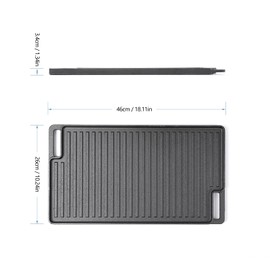 HAWOK Cast Iron Griddle 2-in-1 Reversible 18inchx10inch