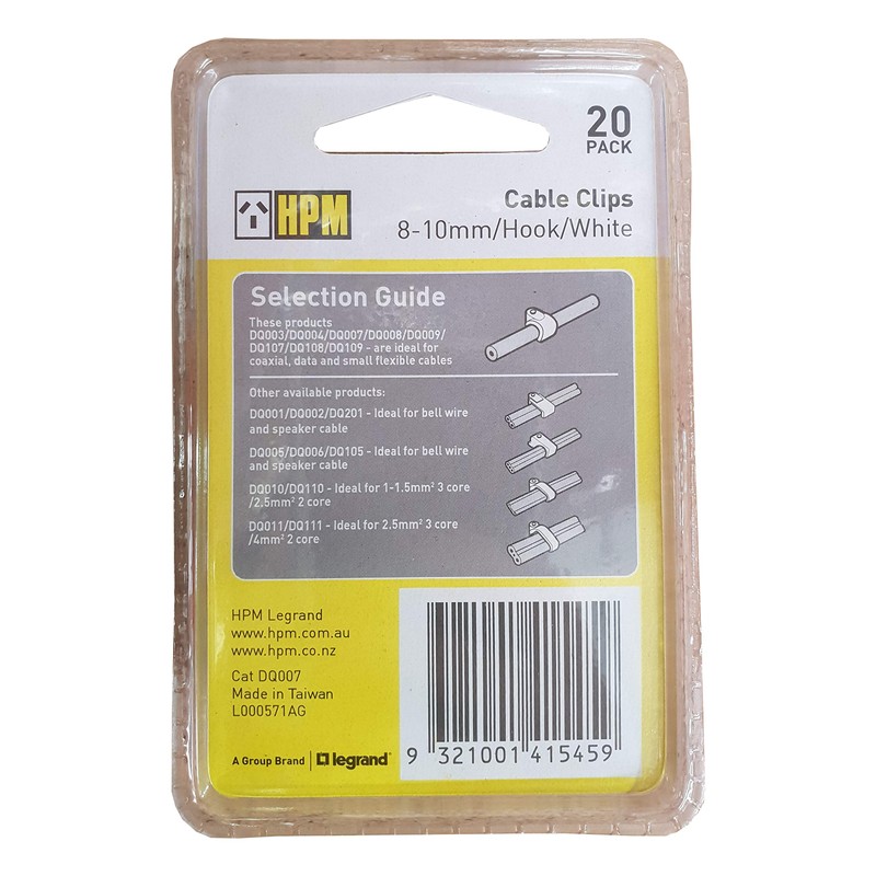 HPM DQ007 8-10mm White Cable Clips Accessory - Cable Clips