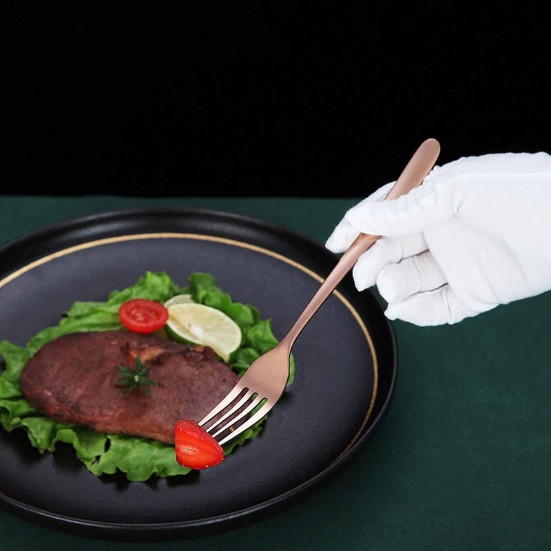 Copper Dinner Forks 6 Piece, Stainless Steel 8'' Forks Silverware