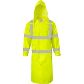 Ironwear 9520 Hi-Visibility ANSI Class 3 Rain Jacket with tuck-away hood and Reflective Stripes