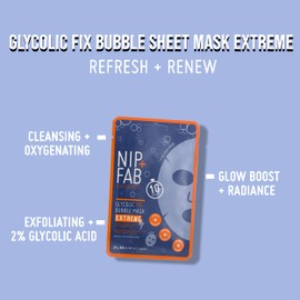 Nip + Fab Glycolic Acid Fix Extreme | Blister Mask | 2% Glycolic Acid | Hyaluronic Acid | Charcoal | Exfoliating Mask | 23g