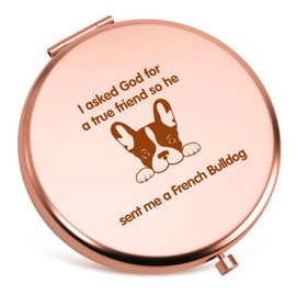French Bulldog Gifts for Women Compact Mirrors Frenchie Gift for Women Dog Gifts for Dog Lovers Best Frenchie Mom Gift for Birthday Dog Mom Presents for Frenchie Mama Folding Makeup Mirror Rose Gold