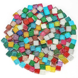 HUANYO 200g Mixed Color Transparent Glass Mosaic Tiles, Small Crystal Glass Tiles for DIY Craft, Bathroom, Kitchen, Home Decoration & Art Projects