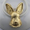 Punk Rabbit Head Brooch Pin for Women Girls Men Golden