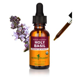 Herb Pharm Certified Organic Holy Basil (Tulsi) Extract for Energy and Vitality, 1 Ounce (DBAS01)