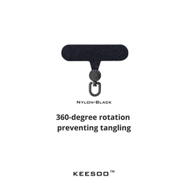 KEESOO 360 Degree Rotatable Clear Transparent TPU & Colorful Premium Nylon Cloth Mobile Phone Tether Tabs - Compatible with Lanyards and Mobile Phone Accessories, 2-Pack(TPU-Transparent)