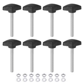HARFINGTON 8pcs Tee Wing Knobs M6 x 55mm Metric Thread 36mm T Head Plastic Handles Thumb Screws Hand Clamping Threaded Stud Knob Grip Thumbscrew with Nuts Washers, Black