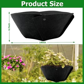 Augshy 14 Inch Hanging Planter Basket Liners,3Pack Round Hanging Baskets Liners Replacement Coco Fiber Liner Fabric Planter Liners Hanging Flower Box Liner Felt Trough Planter Insert Non-Woven Plant