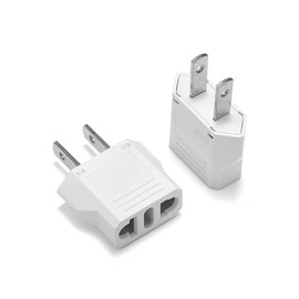 Europe to United States Travel Power Adapter to Connect European Electrical Plugs to North American Power Outlets for Cell Phones, Tablets, eReaders, and More (2-Pack, White)