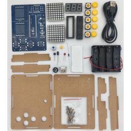 DIY Electronic Game Console Kit, 4-in-1 Retro Games, LED Matrix Display, Educational Soldering Project