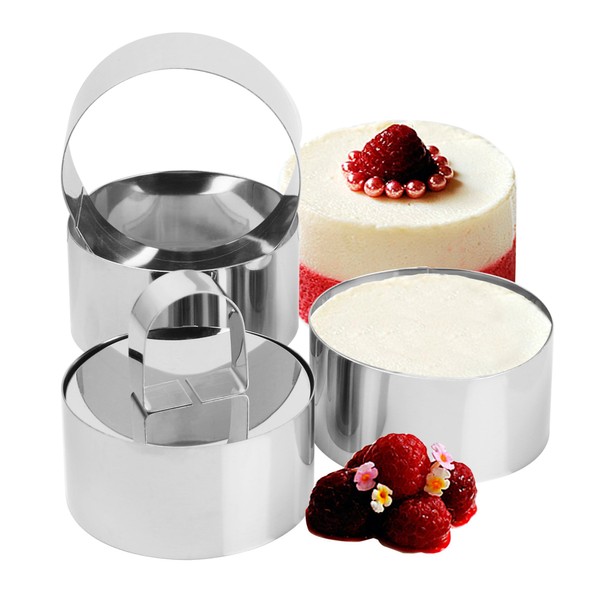 Set of 4 - Round Stainless Steel Small Cake Rings,