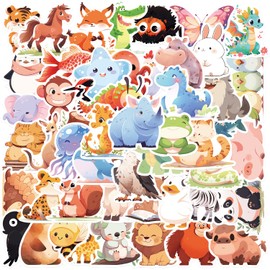 Realistic Animal Stickers for Laptop(50 Pcs),Gift for Kids Teens Adults Girl,Colorful Wild Animal Waterproof Stickers for Water Bottle,Vinyl Stickers for Scrapbook,Journal,Dairy,Skateboard