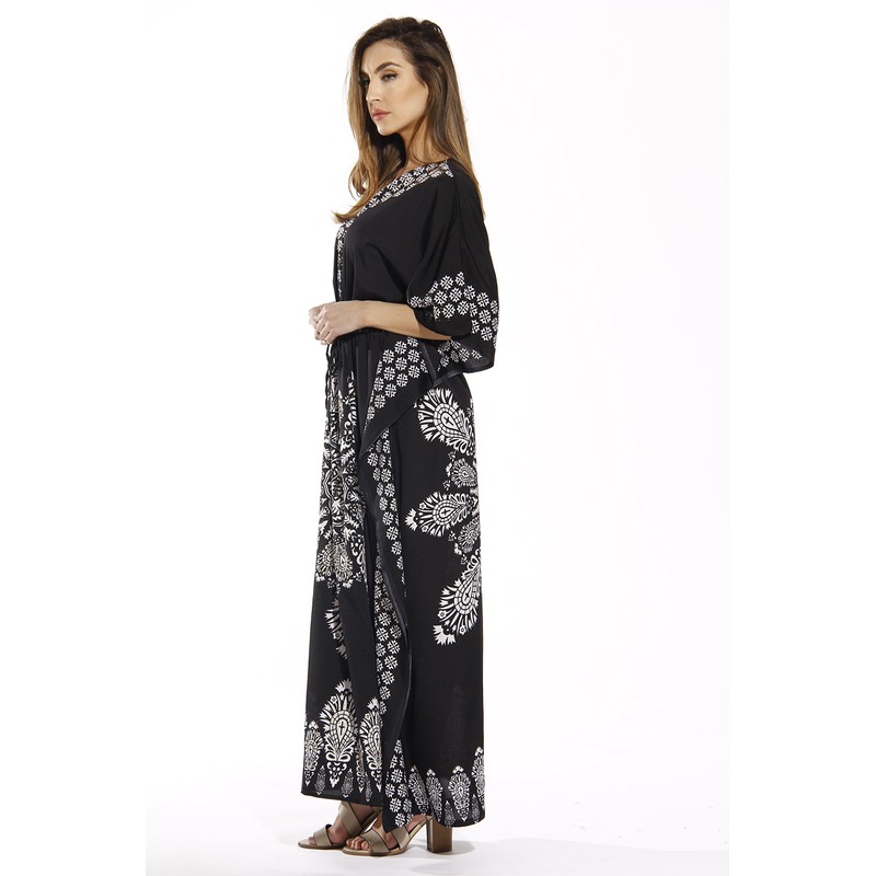 Riviera Sun Caftán Caftans para Mujer, Negro, XL
