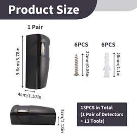 Infrared Beam Sensor, Infrared Barrier Alarm Photocells, Universal for Outdoor Gates 12V/24V AC/DC Compatible 90° Adjustable Long Range Detection Suitable for Garage Automatic Doors Easy Installation