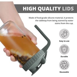 2 Pack Regular Mouth Flip Cap Mason Jar Lids for Mason Jars - Airtight Flip Cap Design with Handle, Ensures Leak-Proof and Long-lasting Performance (Gray)