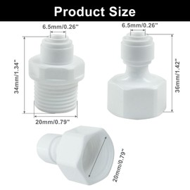 Litoexpe 2 Pcs Water Filter Quick Connector 1/4" Male/Female Thread to 1/2", Quick Straight Connect Plumbing Fitting for RO Water Reverse Osmosis