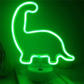 Enuoli LED Green Dinosaur Neon Night Light Sign for Party Supplies Girls Room Decoration Accessories for Christmas Party Table Decoration Children Gifts (Green Dinosaur)