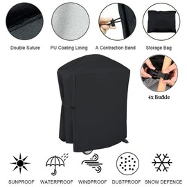 Extended BBQ Cover Outdoor Waterproof BBQ Grill Cover for Weber Q100 Q1000 Q1200 Q200 Q2000 Q2200 Series Grills with The Q Portable Cart, Longer Barbecue Cover for Weber 7113-81.8x44x96.5CM