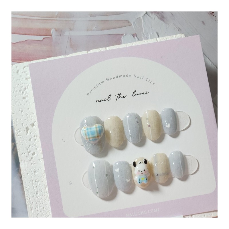 Winter Puppy Knit Handmade Nail Tip - Stiletto / 윈터