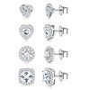 Sllaiss 4 Pairs 925 Sterling Silver Cubic Zirconia Stud Earrings