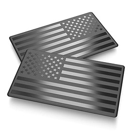 2 Pack Car American Flag Sticker, Black 3D US Decal for Vehicles, 5"x 3" Small USA Bumper Emblem Sticker Compatible with Jeep, Trucks, RV, SUV and More (One Left and One Right)
