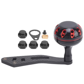 Carbon Fishing Reel Handle Knob Rocker Arm Fishing Accessory Parts for Baitcasting(Black Red )