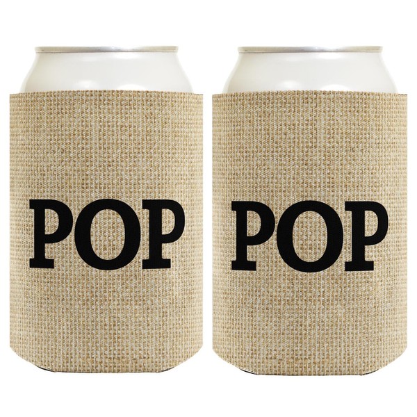 Father's Day Gift for Pop Burlap Pattern 2 Pack Can