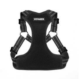 Best Pet Supplies Voyager Adjustable Dog Vest Harness Breathable No Pull Harness for Small, Medium, Large Dogs, Heavy Duty Harness for Walking, Jogging, Easy Step-in, Reflective Stripes - (Black), L