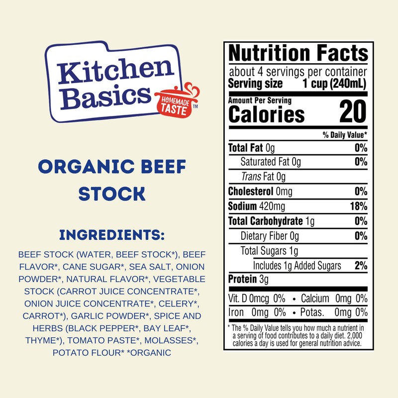 Kitchen Basics Organic Beef Stock, 32 oz. Carton (Pack of