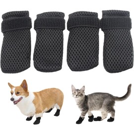 Black Anti Scratch Polyester Cat Shoes, 4Pcs Breathable Mesh Cats Foot Claw Protector Covers, Adjustable Mesh Cat Anti-Scratch Foot Covers Claw Protectors