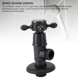 Generic Angle Stop Valve, G1/2 Modern Solid Brass Angle Stop Valve, Thickened Copper Explosion Proof Shut Off Quarter Turn Water Bathroom Shower Plumbing (Black)