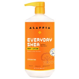 Alaffia Alaffia EveryDay Shea Body Lotion - Normal to Very Dry Skin, Moisturizing Support for Hydrated, Soft, and Supple Skin with Shea Butter and Lemongrass, Fair Trade, Unscented, 32 Fl Oz