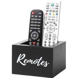 COOLEX Remote Control Holder, Wooden Tv Remote Holder, Remote Holder for Table, Remote Control Storage Organizer Caddy - Black