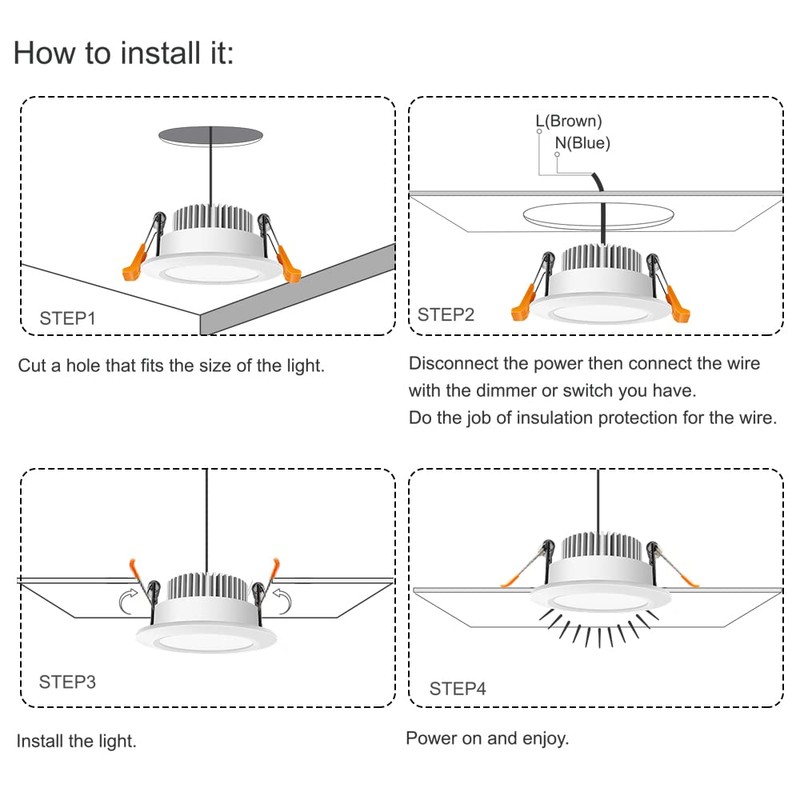 LEDLightsWorld 3 Inch LED Recessed Lighting Dimmable Downlight, 5W (40W