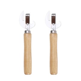 TDGBIH 2 PCS Can Opener Vintage Can Opener Manual Can Opener Wooden Handle Bottle Opener Manual Side Cut Stainless Steel Traditional Stab Can & Tin Opener and Corkscrew for Restaurant Home Camping