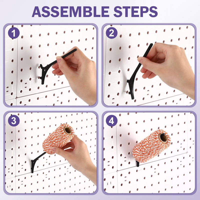 Xuhal 24 Pack Pegboard Spool Hooks for 1/4" Pegboard Organizer