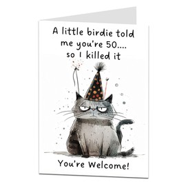 50th Birthday Card For Men And Women Funny Birdie Design Perfect For Husband Wife Brother Sister & Uncle