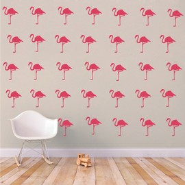 Melissalove 36pcs/Set Flamingo Wall Pattern Decal Sticker Vinyl DIY Wall Stickers for Kids Room Nursery Baby Wall Art Decal Mural YA362 (Hot Pink)