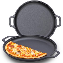 Nice Cooker 14-Inch Cast Iron Pizza Griddle Pan, Heavy-Duty, Extra-Lightweight Design – Even Heat for Outdoor Grilling, Family Dinners Camping, Baking, Induction Stovetops