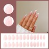 Pikabows Press On Nails Long Almond Nude Natural French Tip